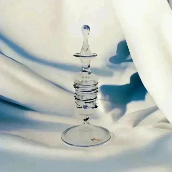 Hand Blown Cobalt Blue Spiral Egyptian Perfume Bottles Signed Shane 86 - Picture 1 of 6